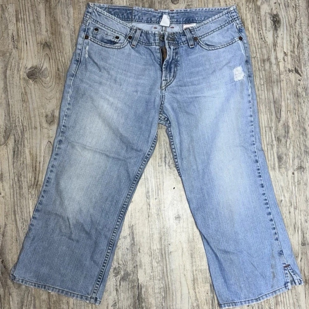 Vintage Lucky Brand Jeans Womens 8/29 Blue Dungarees Rider Crop USA Made F2U6010